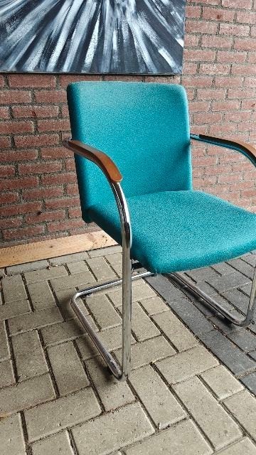 Bureaustoel - chroomstaal buizenstoel, Huis en Inrichting, Ophalen, Gebruikt, Overige kleuren, Eén