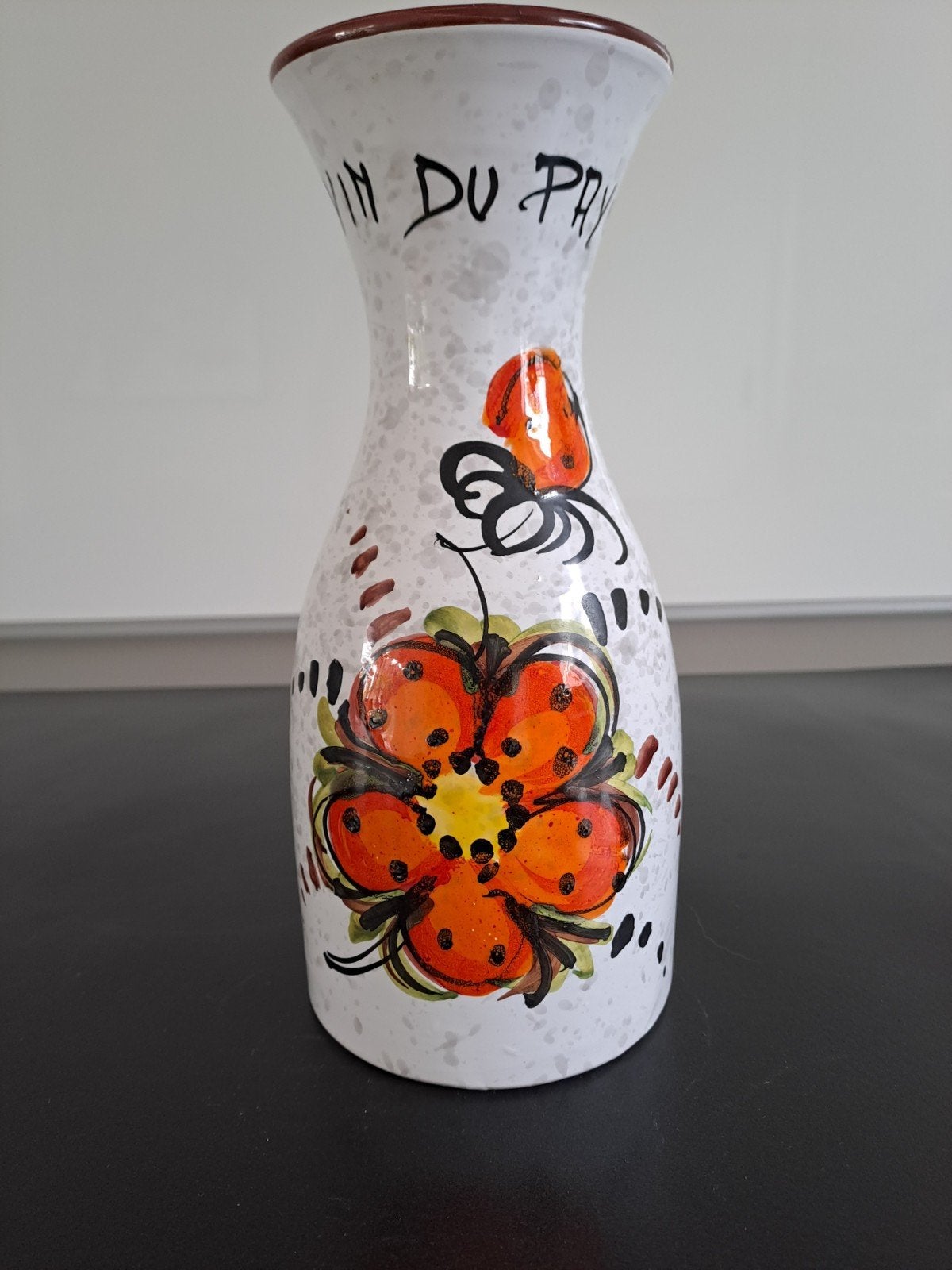 Vin du Pays karaf/vaas - Handgeschilderd, Ophalen of Verzenden