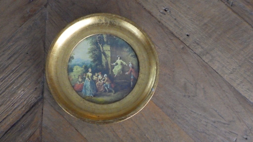 mooi miniatuur Italiaans schilderijtje, Ophalen of Verzenden, Witgoed