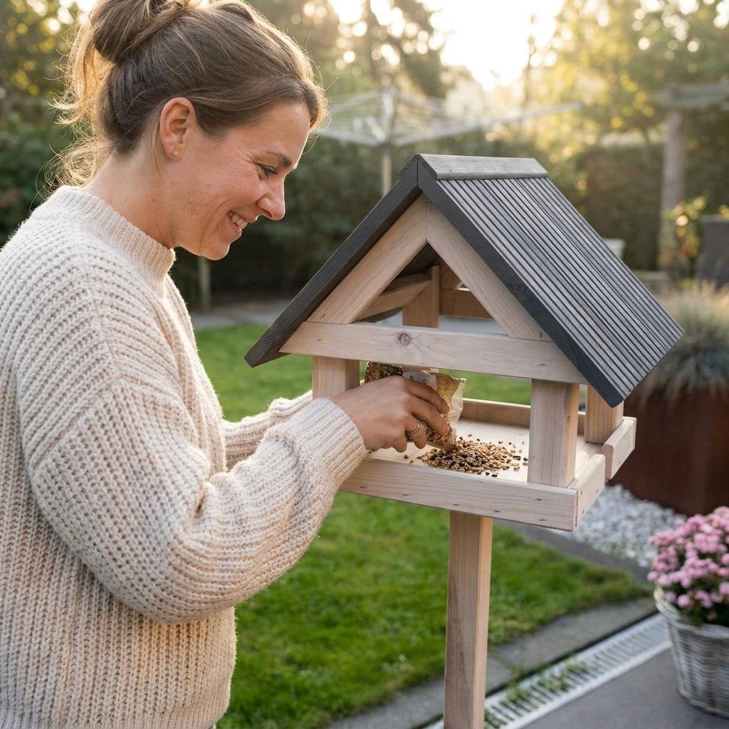 Vogelvoederhuis op paal 39 cm, Ophalen of Verzenden, Zo goed als nieuw