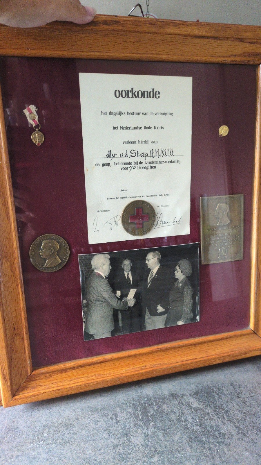Nederlands Rode Kruis, Karl Landsteiner medailles & oorkonde, Ophalen, Brons