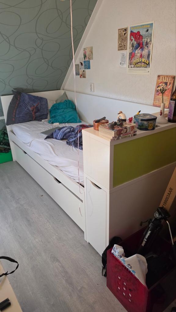 GRATIS Bed met uitschuifbaar logeerbed en opbergruimte, Ophalen, Gebruikt, 90 cm, Eenpersoons