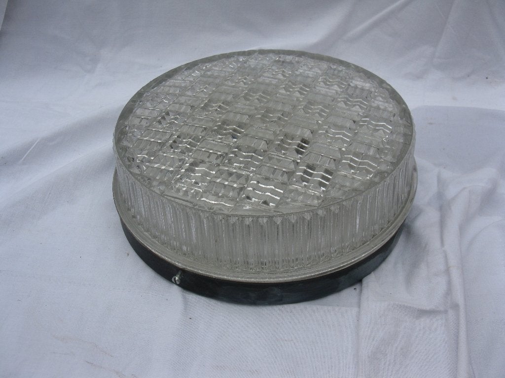 Vintage retro plafondlamp plafonnière, Ophalen of Verzenden, Zo goed als nieuw, Glas