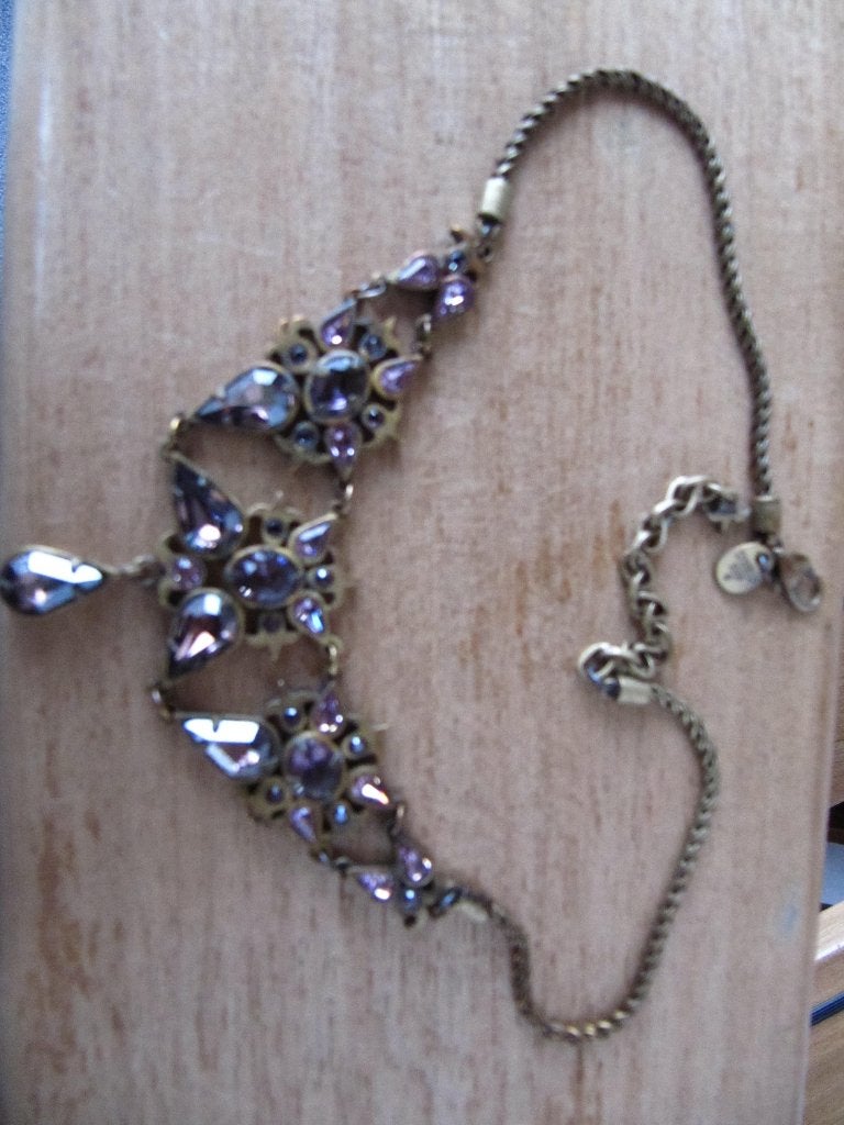 Dyrberg/Kern ketting met lila Swarovski stenen, Overige materialen, Gebruikt, Met kristal, Verzenden
