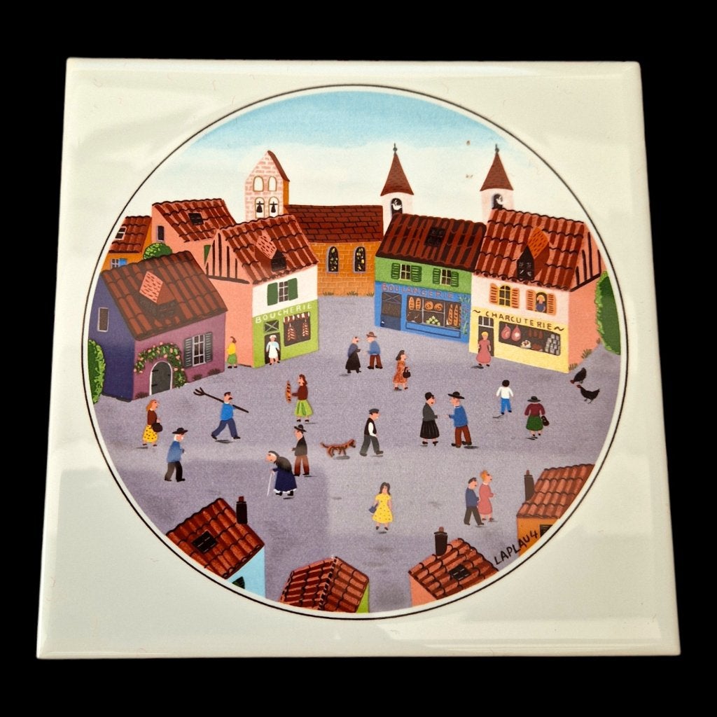 Villeroy & Boch tegel Laplau dorpsplein met winkels 1979, Ophalen of Verzenden