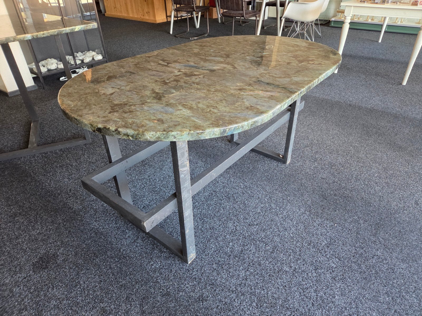 Eyecatcher uniek! Ovale labradoriet tafel, tafelblad, Ophalen