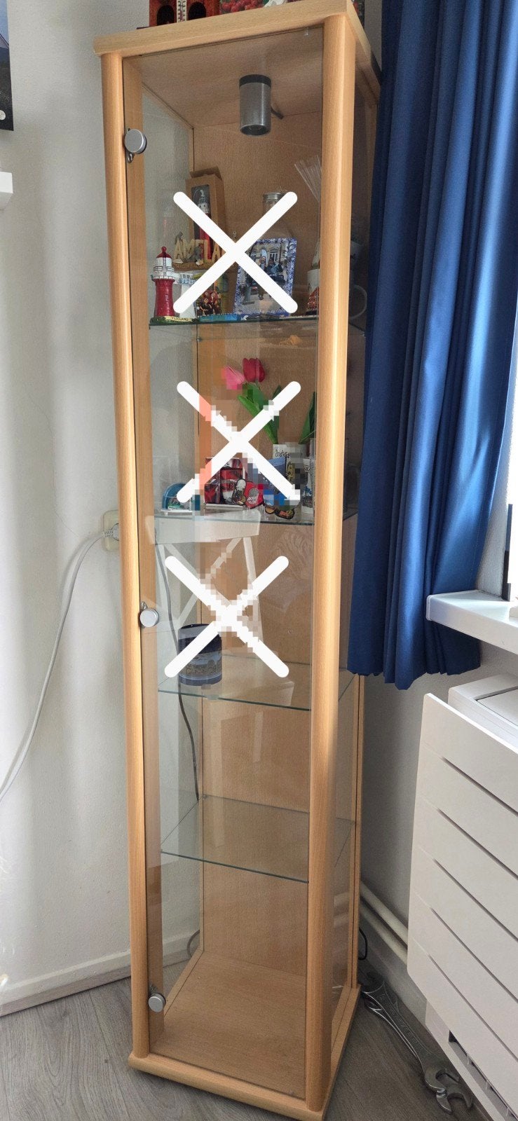 Glazen vitrinekast, Ophalen, Minder dan 50 cm, Overige houtsoorten, 150 tot 200 cm