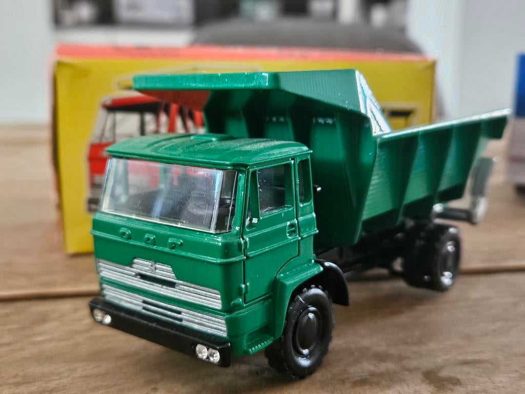 Lion car Daf 2000 kieper groen brede banden 1:50, Ophalen of Verzenden, Zo goed als nieuw, Bus of Vrachtwagen, Lion Toys
