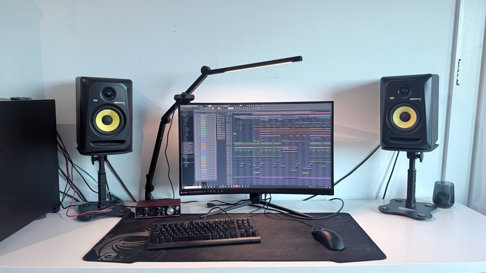KRK Rokit 5 G3 Studio Monitoren, Focusrite 2i2 & Stands, Audio, Tv en Foto, Luidsprekers, Gebruikt, 60 tot 120 watt, Overige merken