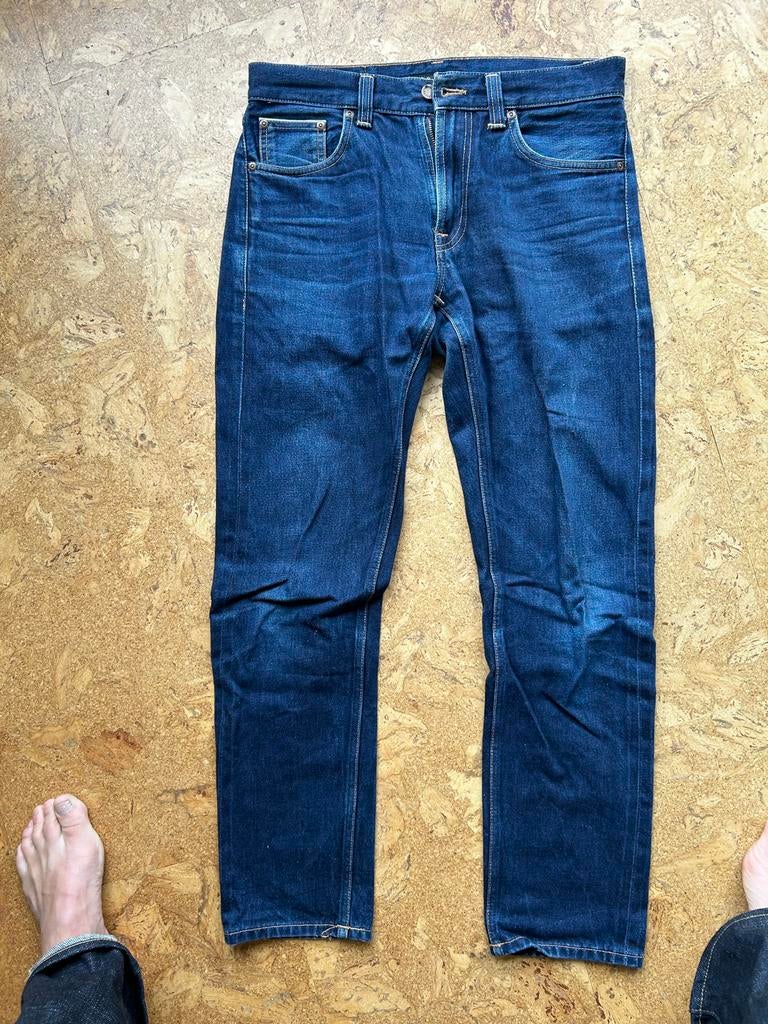 Nudie Jeans Gritty Jackson Dry Maze Selvage 30/32, Ophalen of Verzenden, Gedragen, Blauw, Overige jeansmaten