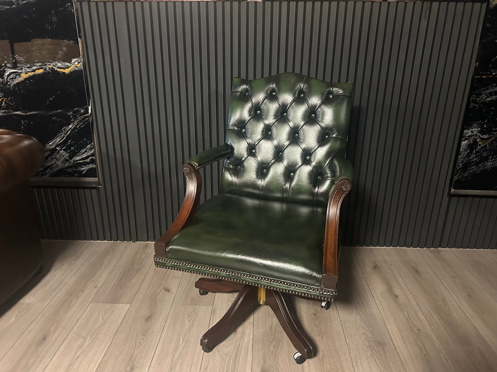 Orginele Chesterfield Lederen Bureastoel !!, Ophalen of Verzenden, Ergonomisch