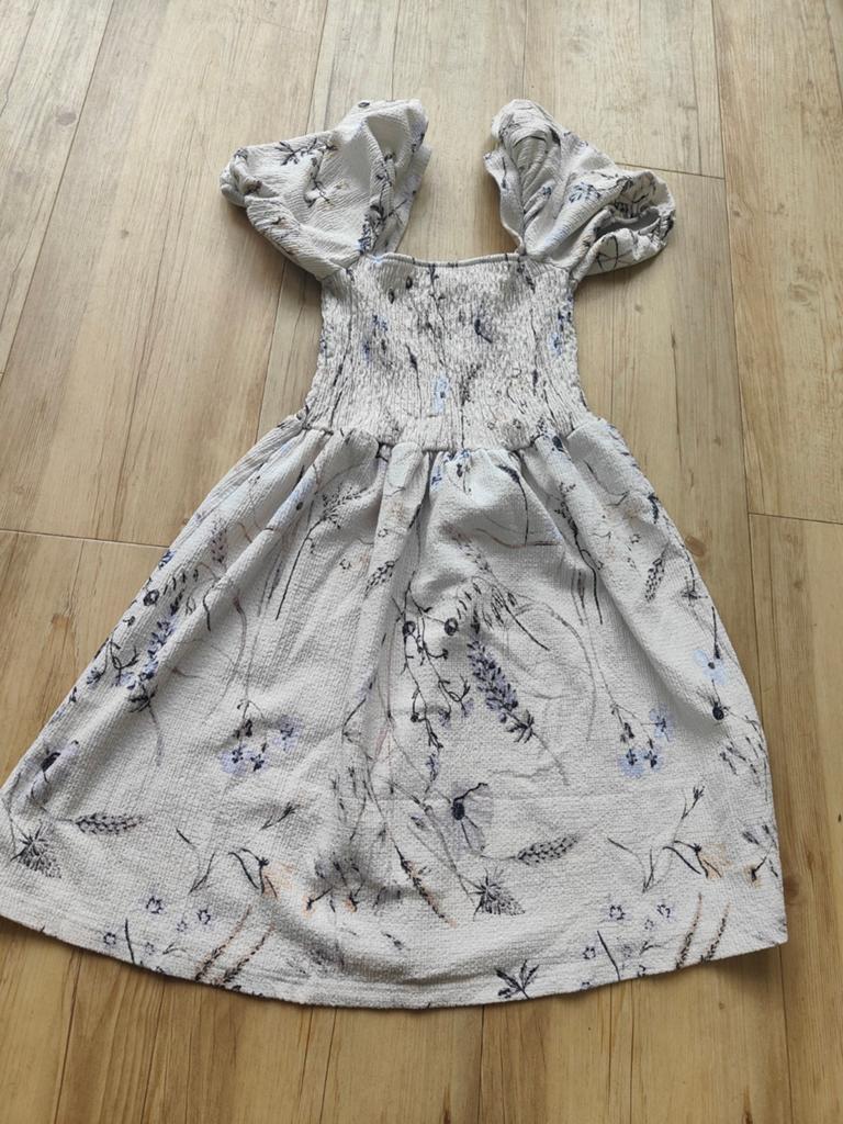 H&M Jurk met bloemenprint en pofmouwen - Maat S, H&M, Overige kleuren, Ophalen of Verzenden, Maat 36 (S)