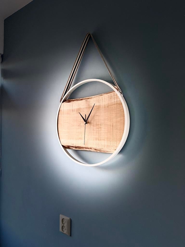 Handgemaakte eiken wandklok | 45cm, Huis en Inrichting, Woonaccessoires | Klokken, Ophalen of Verzenden, Nieuw, Analoog, Wandklok