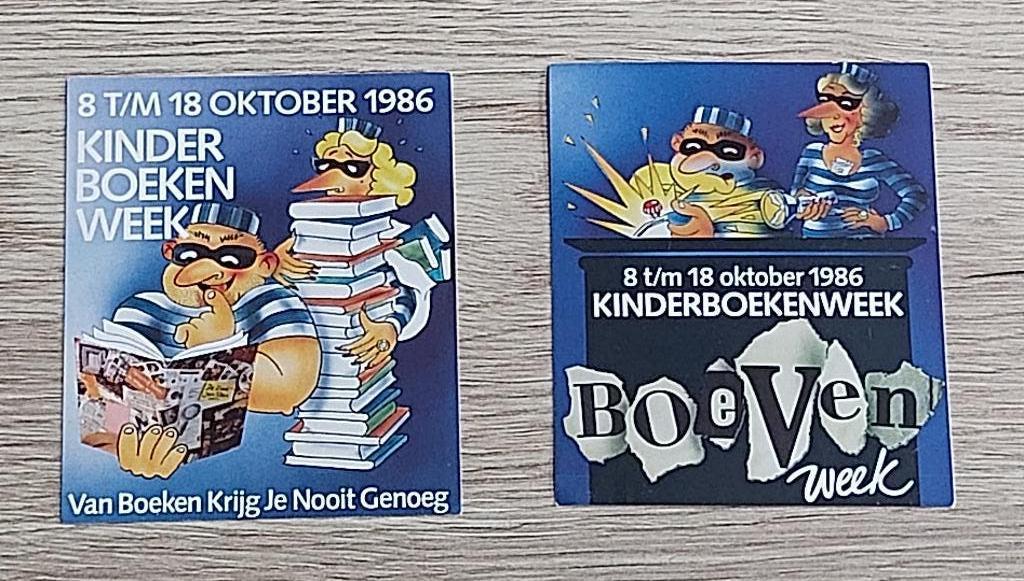 2 Stickers 1986 Kinderboekenweek  Boeven, Ophalen of Verzenden, Zo goed als nieuw, Overige typen