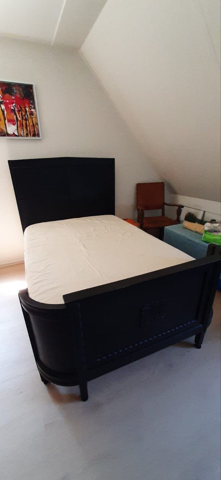 gratis oude twijfelaar inclusief nieuwe matras, Huis en Inrichting, Slaapkamer | Bedden, Ophalen, Gebruikt, Zwart, 190 cm of minder