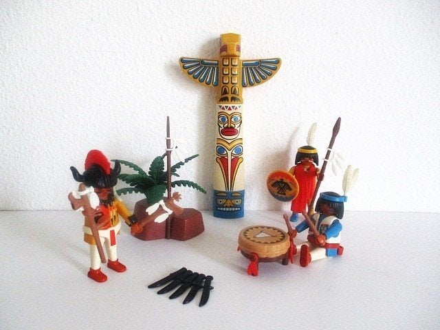 playmobil Indianen met Totumpaal 3873 vintage, Gebruikt, Complete set, Overige typen, Ophalen of Verzenden