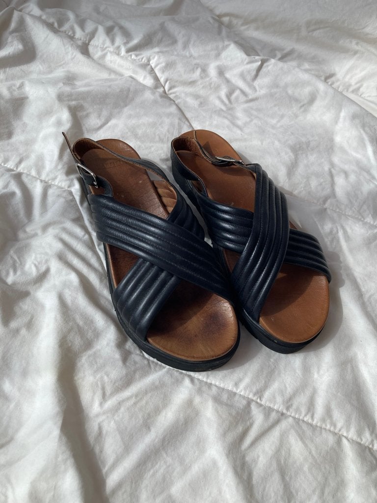 MANFIELD sandalen zwart - maat 38, Zwart, Zo goed als nieuw, Manfield, Sandalen of Muiltjes