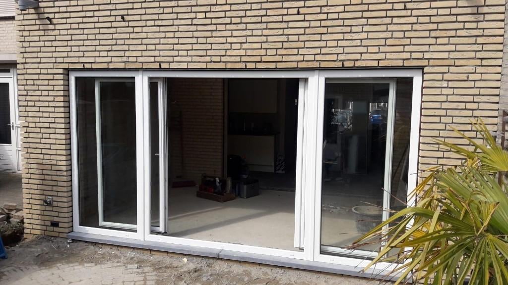 4 delige kantel schuifpuien in wit kunststof 5000 x 2100, Doe-het-zelf en Verbouw, Kozijnen en Schuifpuien, Kunststof, 225 cm of meer