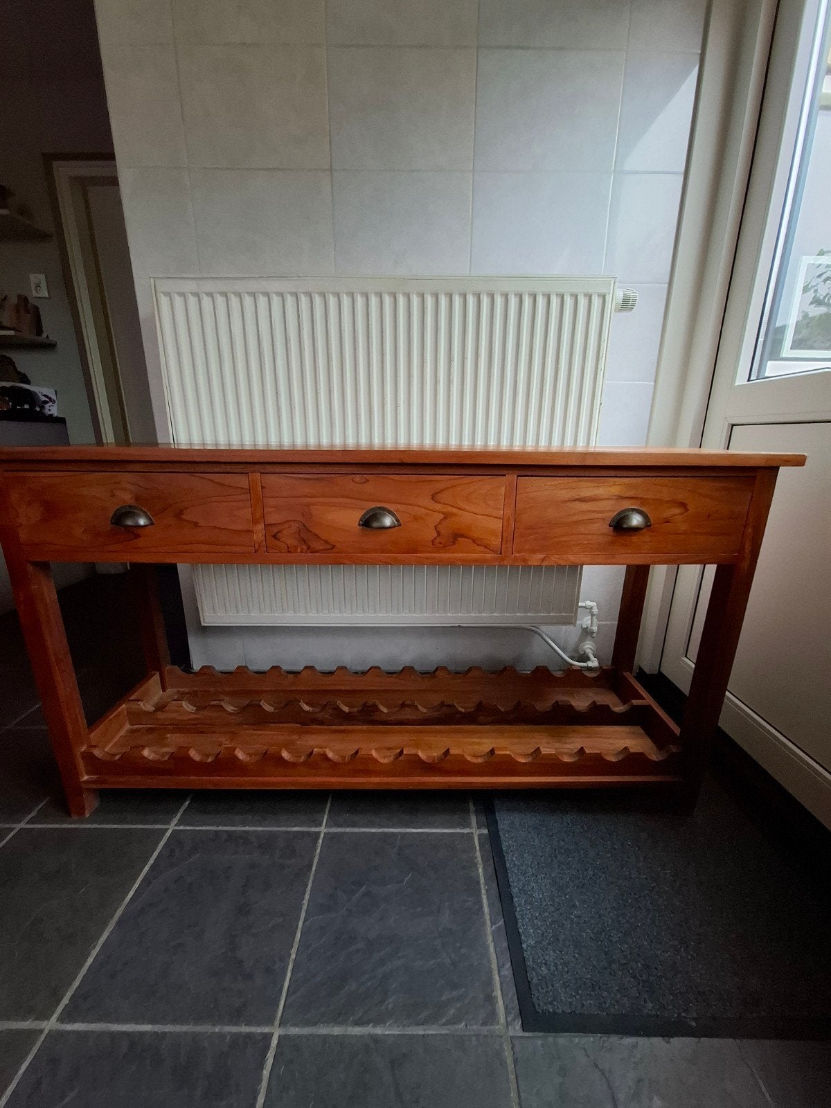 Teakhouten sidetable, Ophalen, Gebruikt, 100 tot 150 cm, Teakhout