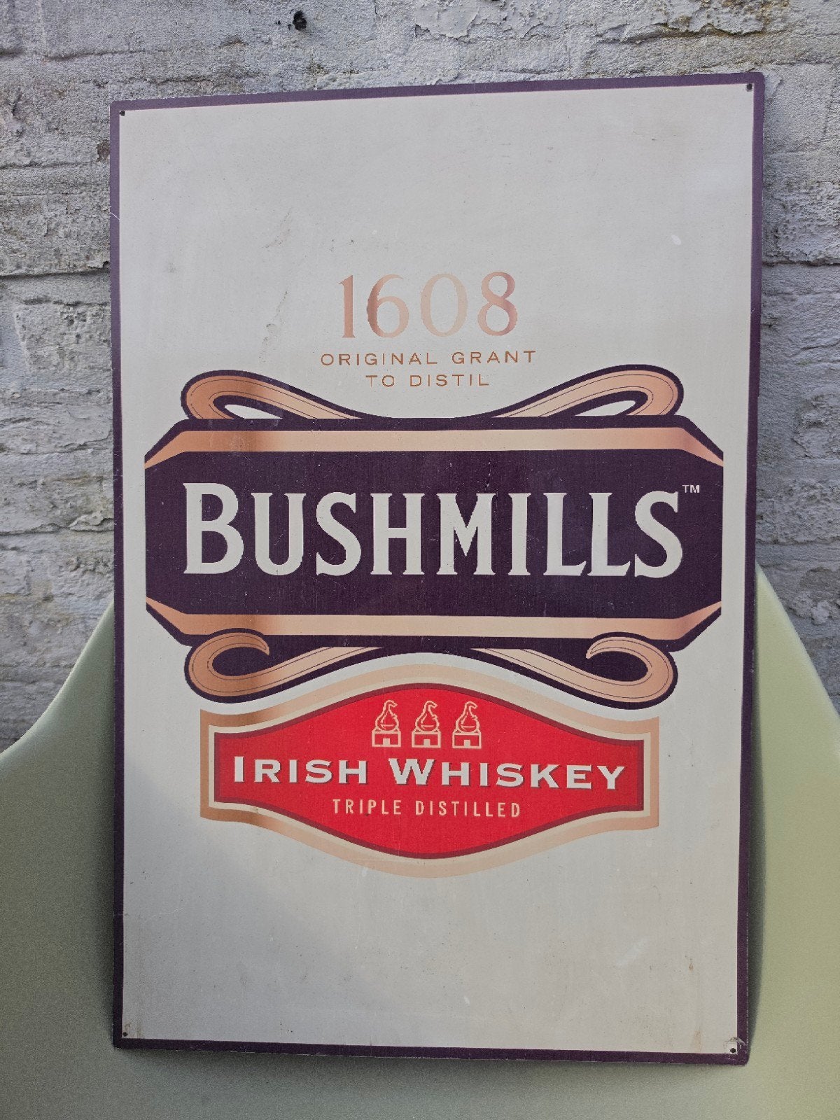 Bushmills Irish Whiskey Reclamebord - Vintage Look, Verzamelen, Ophalen of Verzenden, Gebruikt, Reclamebord