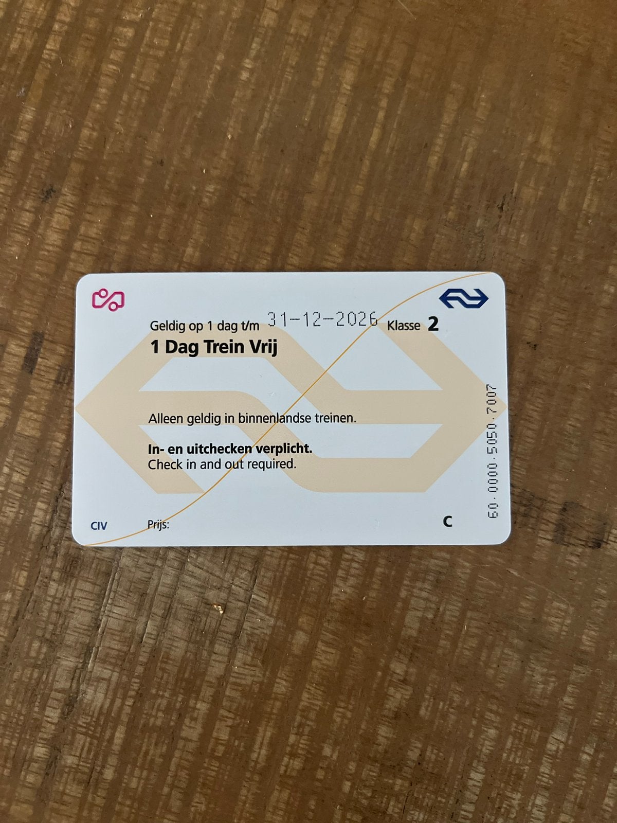 Trein kaartje tot 12-2026, Tickets en Kaartjes, Trein, Bus en Vliegtuig, Eén persoon, Trein, Algemeen kaartje