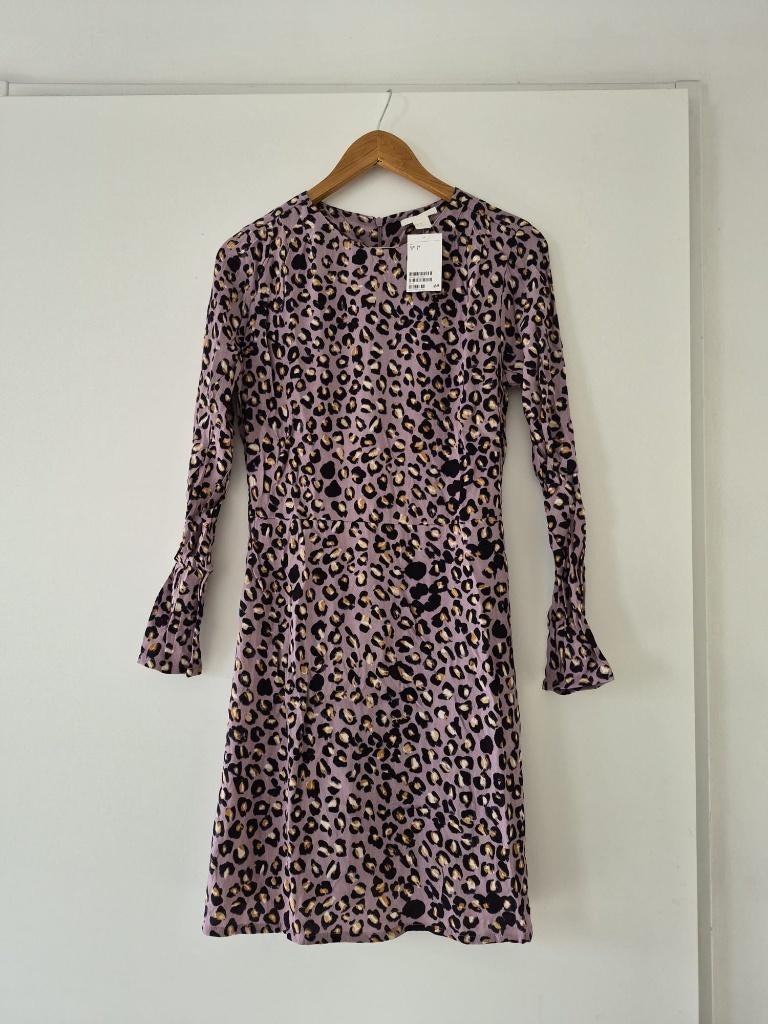 Jurk H&M Maat 36 dames - paars / leopard - nieuw, H&M, Paars, Nieuw, Ophalen of Verzenden