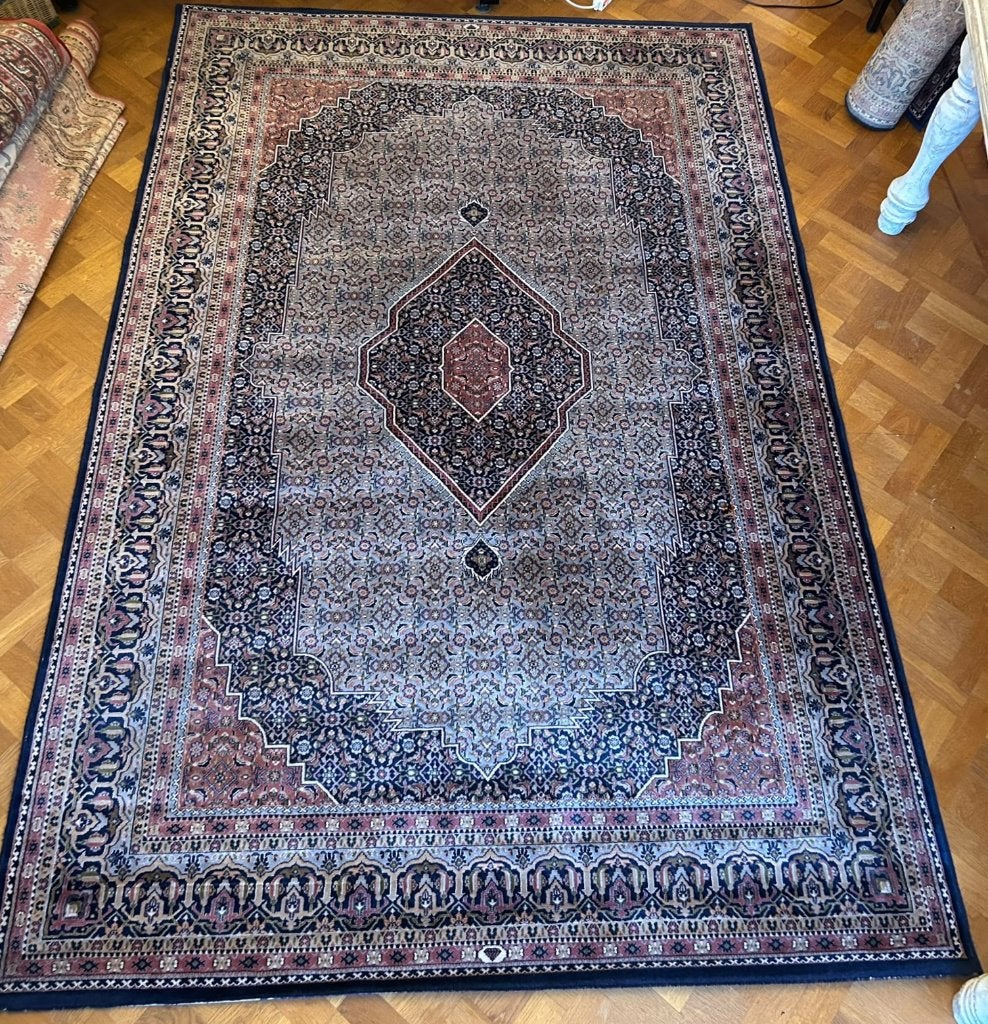 Wollen vloerkleed, roze, rood, blauw 200 x 300 cm, Huis en Inrichting, 200 cm of meer, Ophalen of Verzenden, Zo goed als nieuw