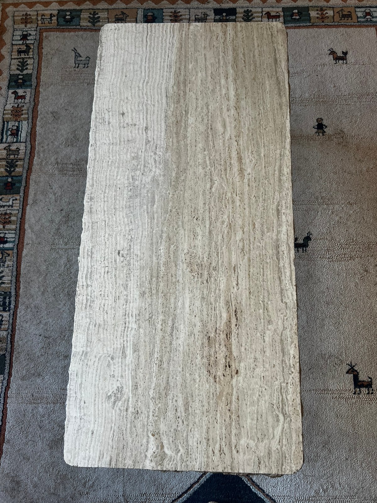 Vintage jrn “60 marmeren salontafel + gietijzer onderstel, Huis en Inrichting, Ophalen, Gebruikt, 100 tot 150 cm, 50 tot 100 cm