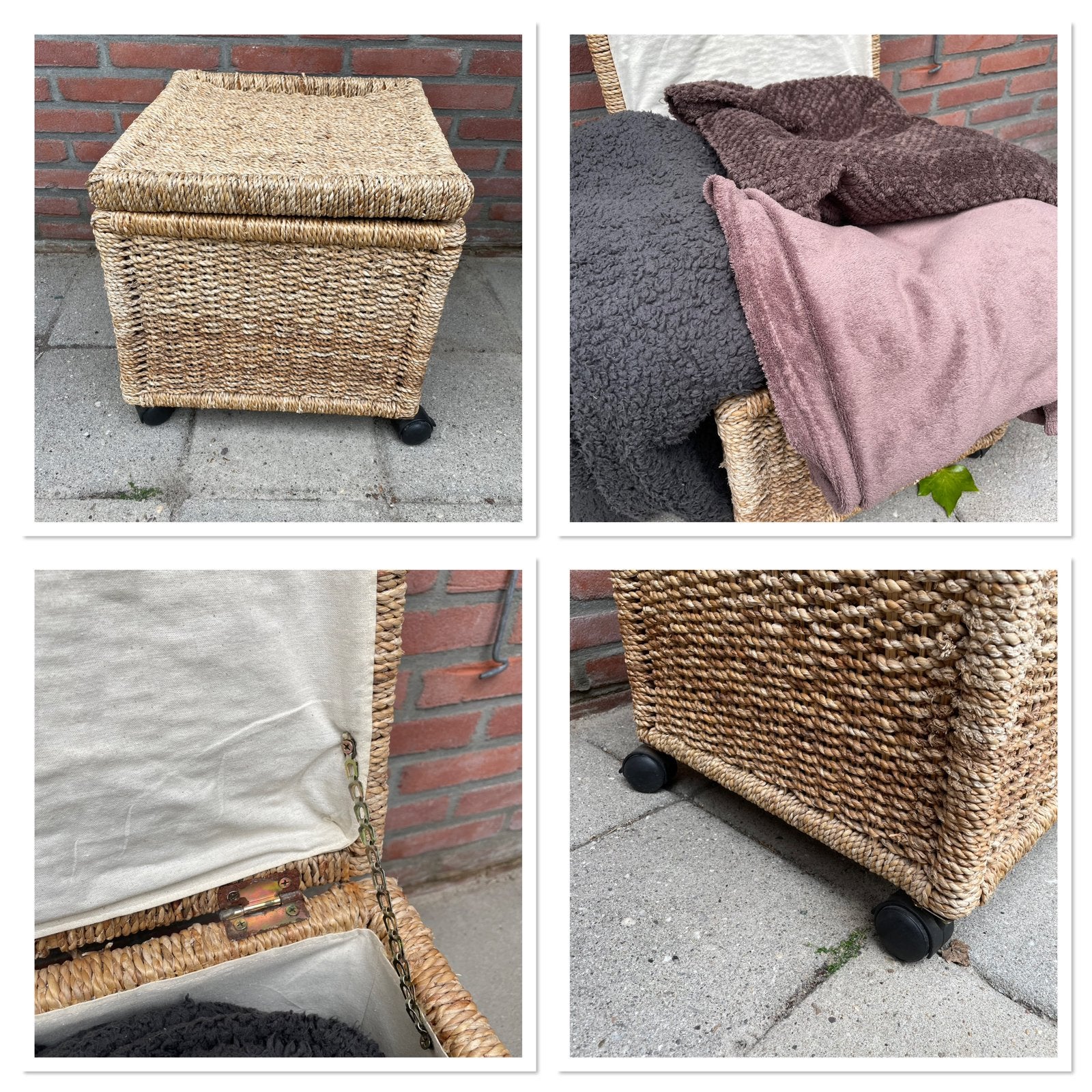 Gratis rieten mand & dekens, Ophalen, Zo goed als nieuw, Rechthoekig, Riet
