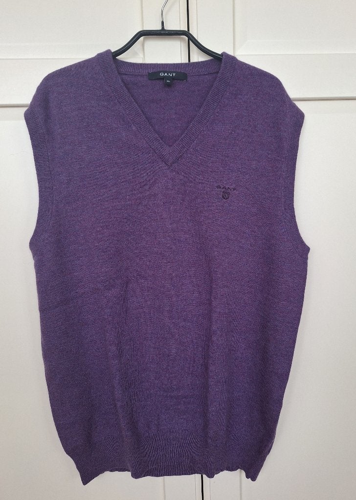 Gant zgan paarse zuiver wollen spencer mouwloze trui vest XL, Kleding | Heren, GANT, Paars, Maat 56/58 (XL), Ophalen of Verzenden