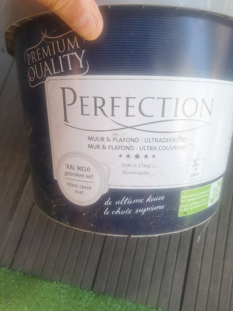 Perfection Muur & Plafond Ultra Dekkende Verf 10L, Doe-het-zelf en Verbouw, Verf, Beits en Lak, Ophalen, Wit, Nieuw, Verf