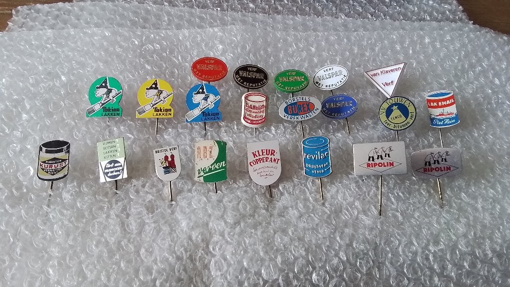 21 verschillende speldjes verf,lak. Beits, Verzamelen, Ophalen of Verzenden, Zo goed als nieuw, Overige onderwerpen