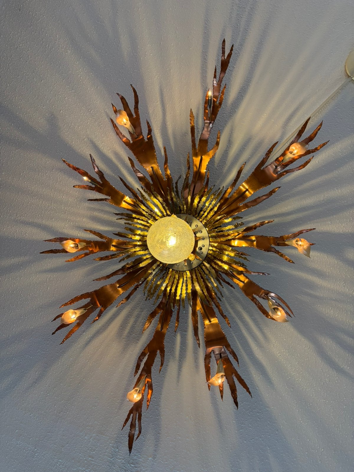 2 handgemaakte koperen lampen - uniek design, Ophalen of Verzenden, Gebruikt