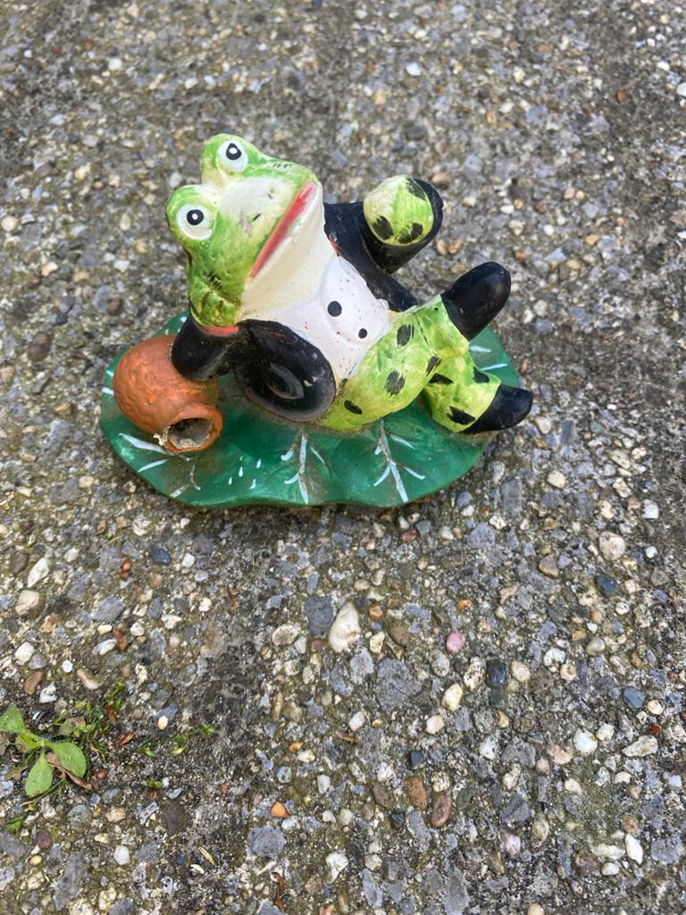 Mooi kikkertje beeldje op blad, Verzamelen, Ophalen of Verzenden, Gebruikt, Dier