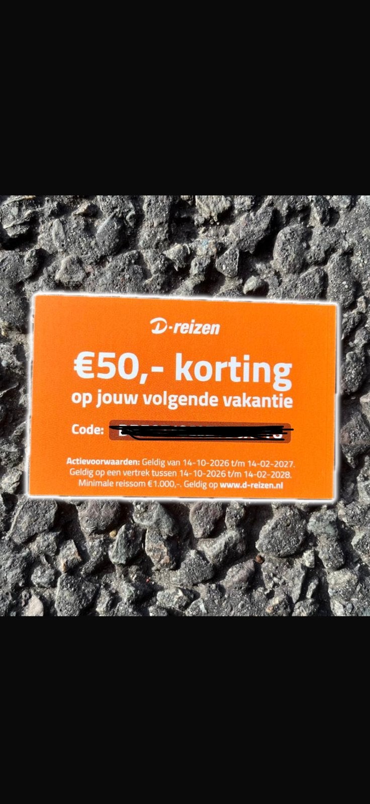 D Reizen kortingscode voor € 50,- korting, Tickets en Kaartjes, Eén persoon, Kortingsbon