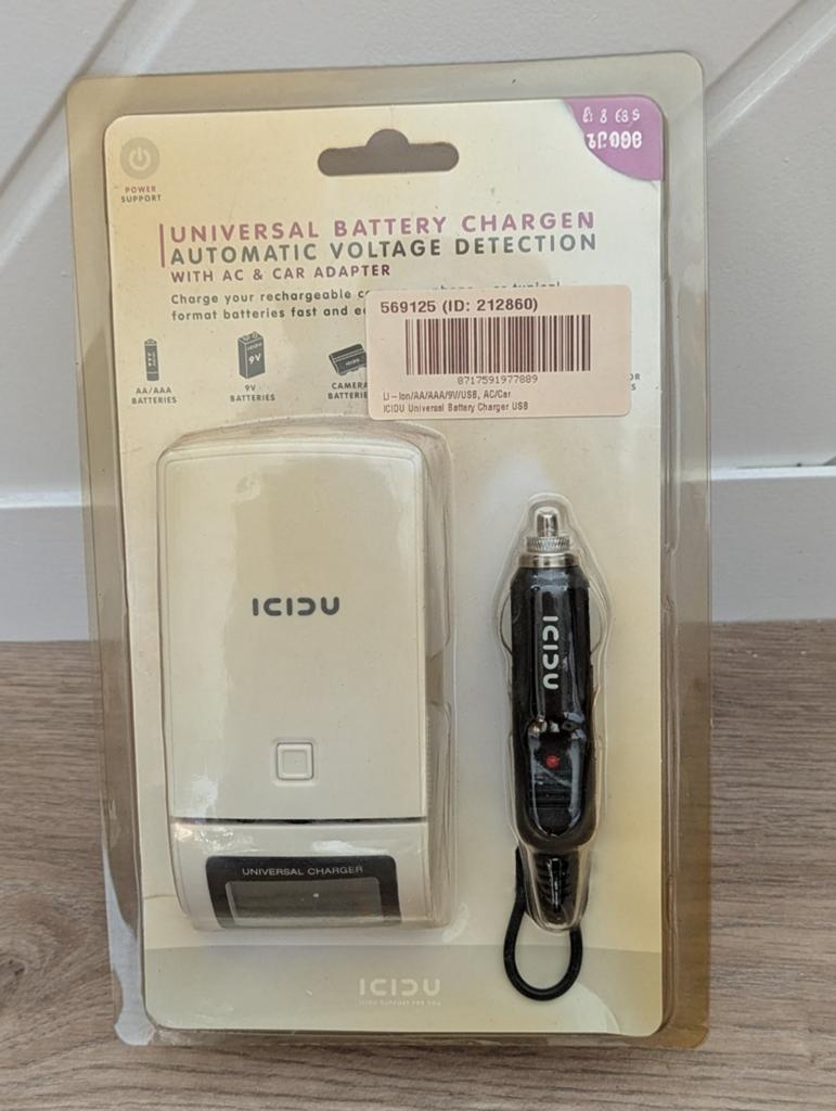 Universele Batterijlader met AC & Auto Adapter, Ophalen of Verzenden