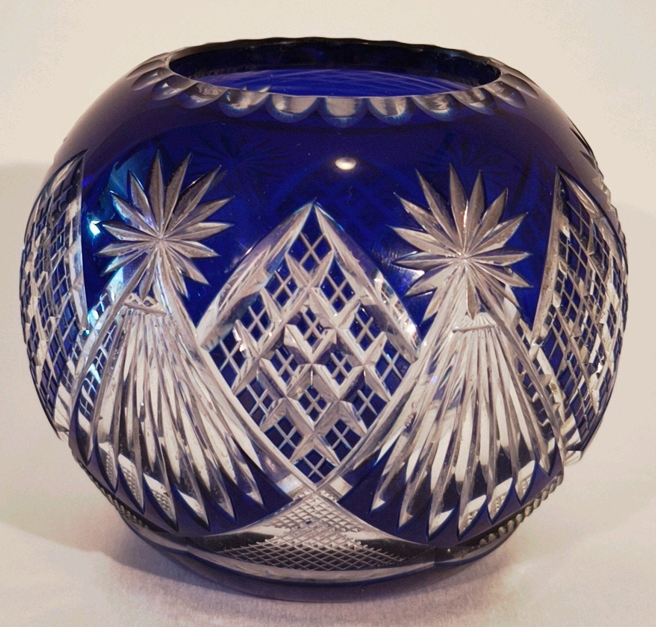 Antieke Val Saint Lambert Kobaltblauwe Kristallen Vaas, Antiek en Kunst, Antiek | Glas en Kristal, Ophalen of Verzenden