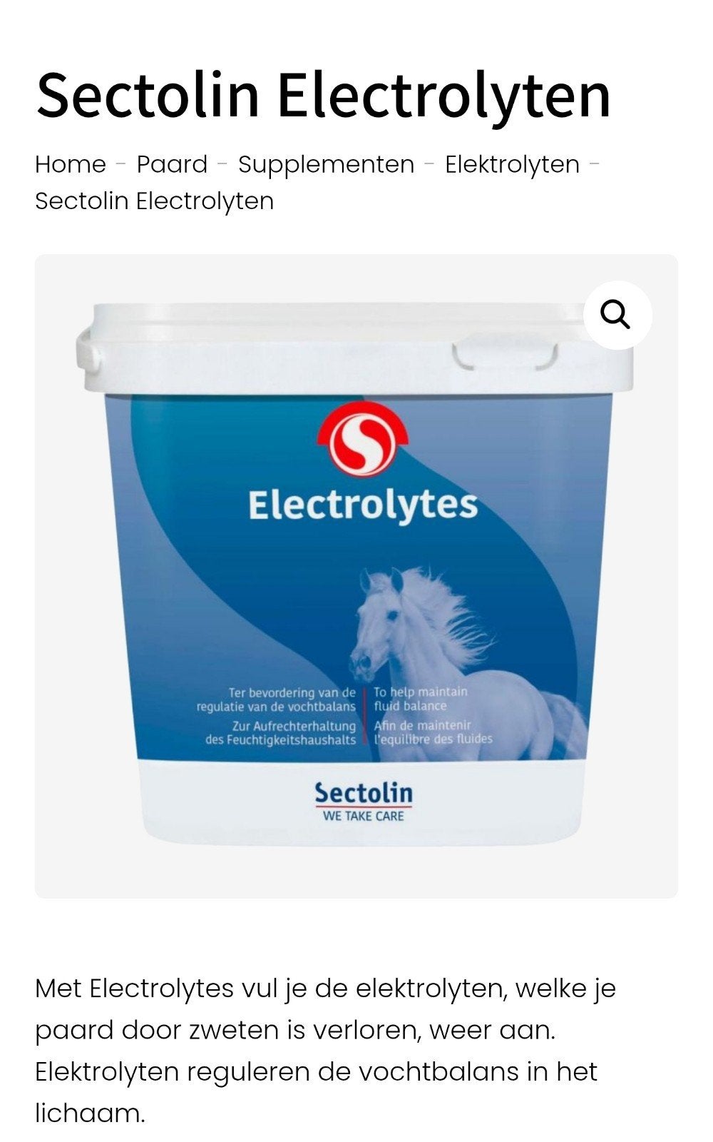 Sectolin Elektrolyten voor paarden en pony's, Nl, Nieuw, Nl, Sectolin
