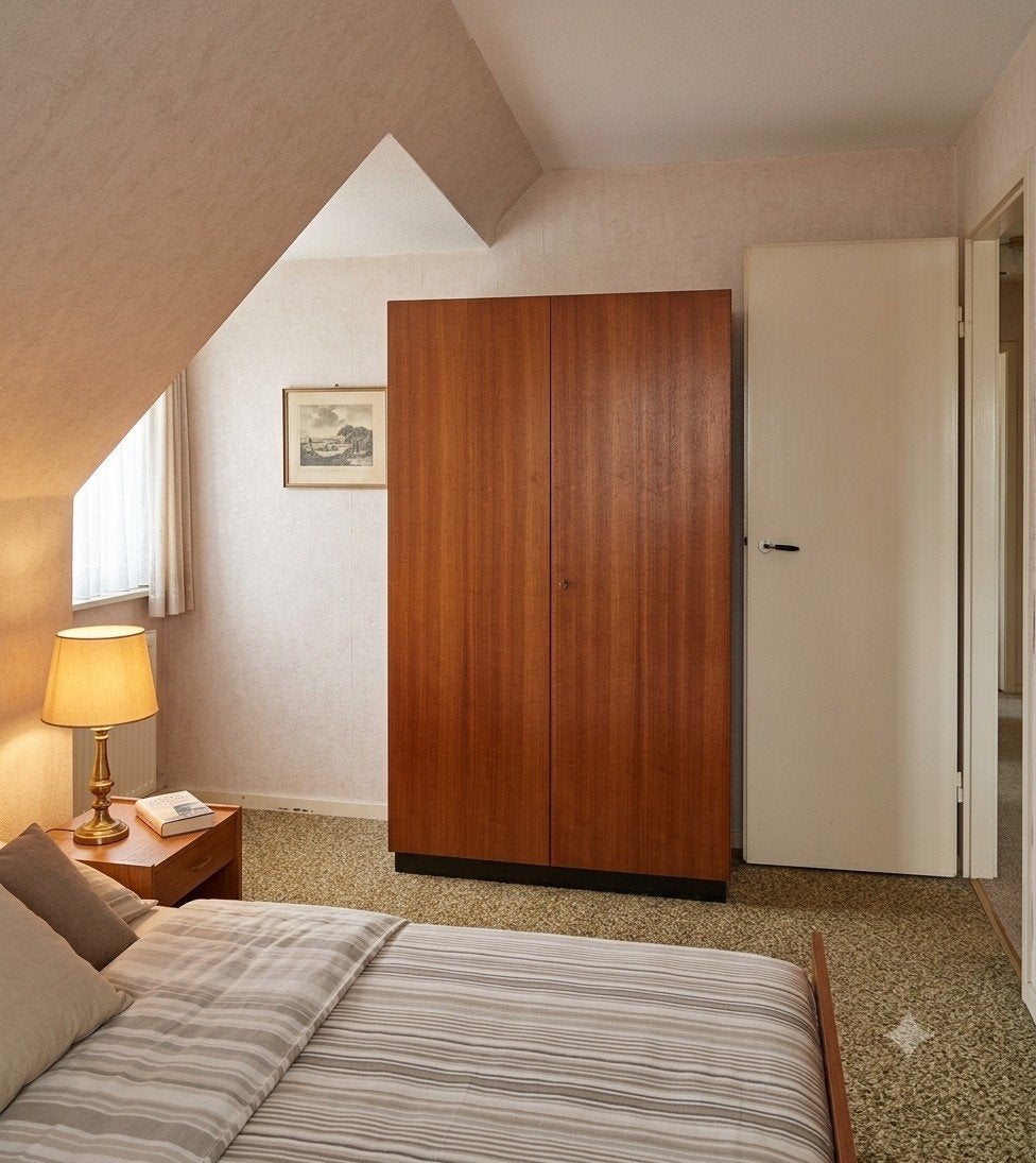 Set van 2 kledingkasten: 2-deurs en 4-deurs vintage mid-cent, Huis en Inrichting, Ophalen, Met deur(en), Gebruikt, 200 cm of meer