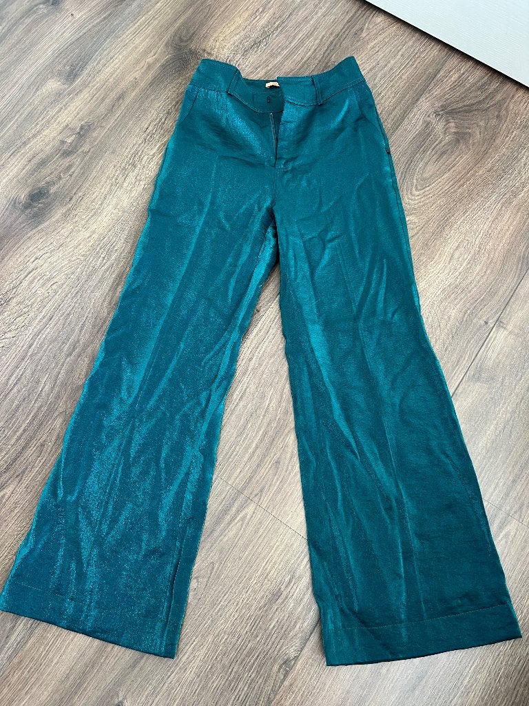 Scotch & Soda glanzende groene wide leg pantalon XS nieuw, Nieuw, Scotch & Soda, Ophalen of Verzenden, Maat 34 (XS) of kleiner