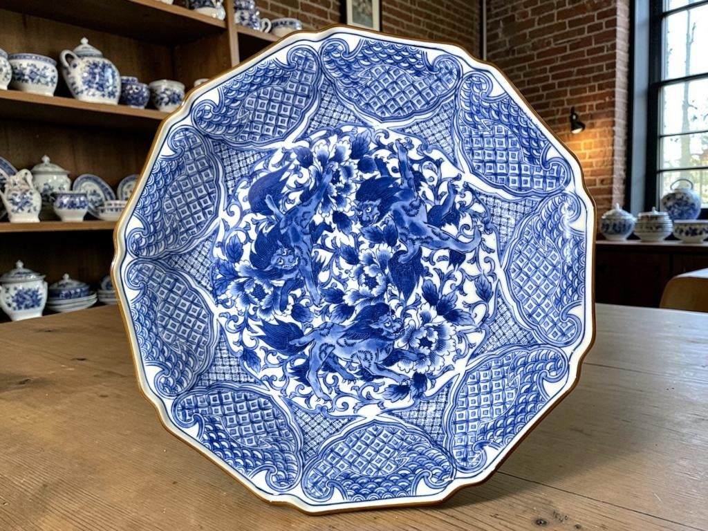 Set van 2 blauwwit porseleinen borden (30cm), Ophalen of Verzenden
