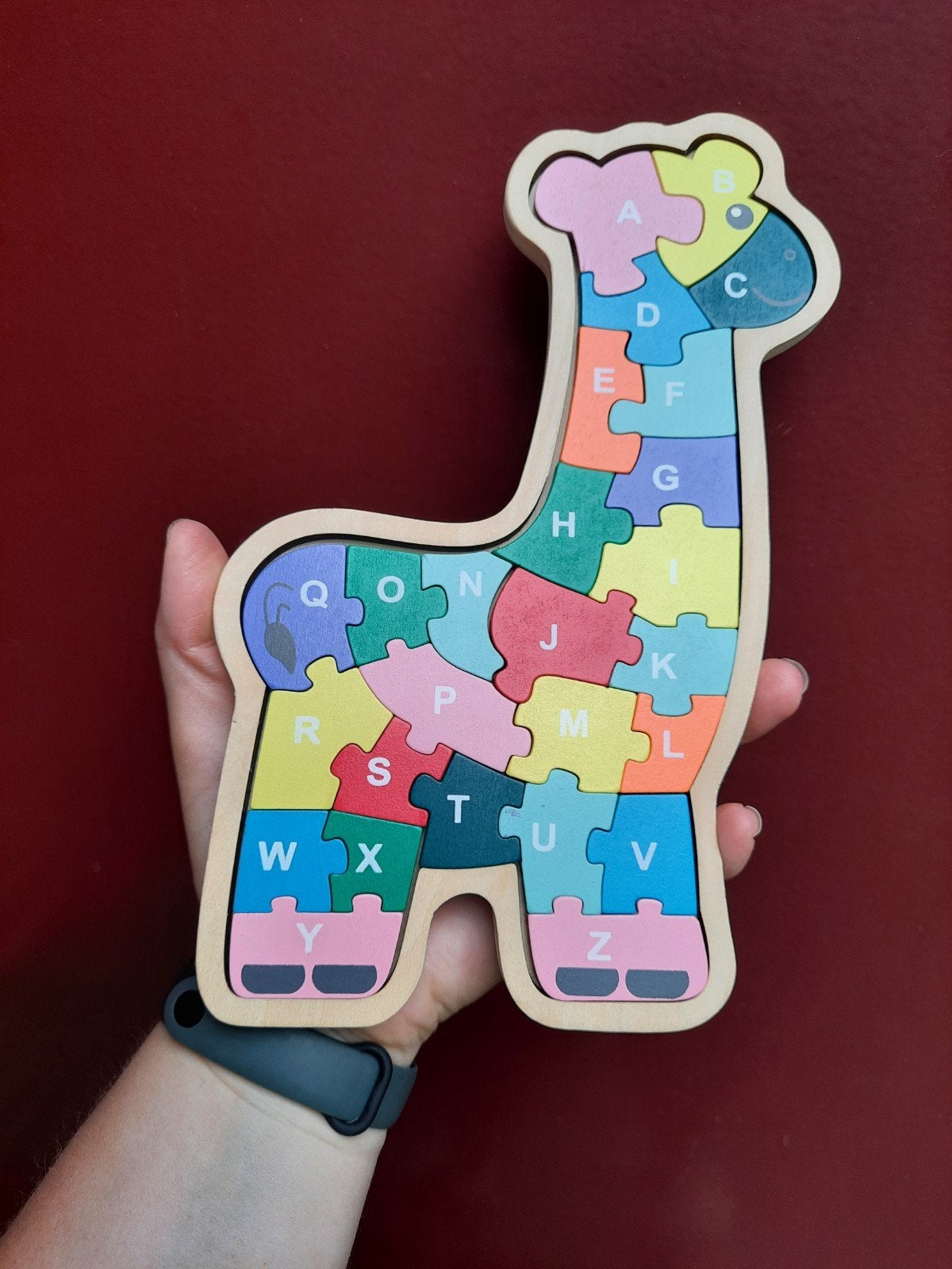 Hema Houten Inlegpuzzel Giraffe met Nummers en Letters, Ophalen of Verzenden, Gebruikt, Overige typen