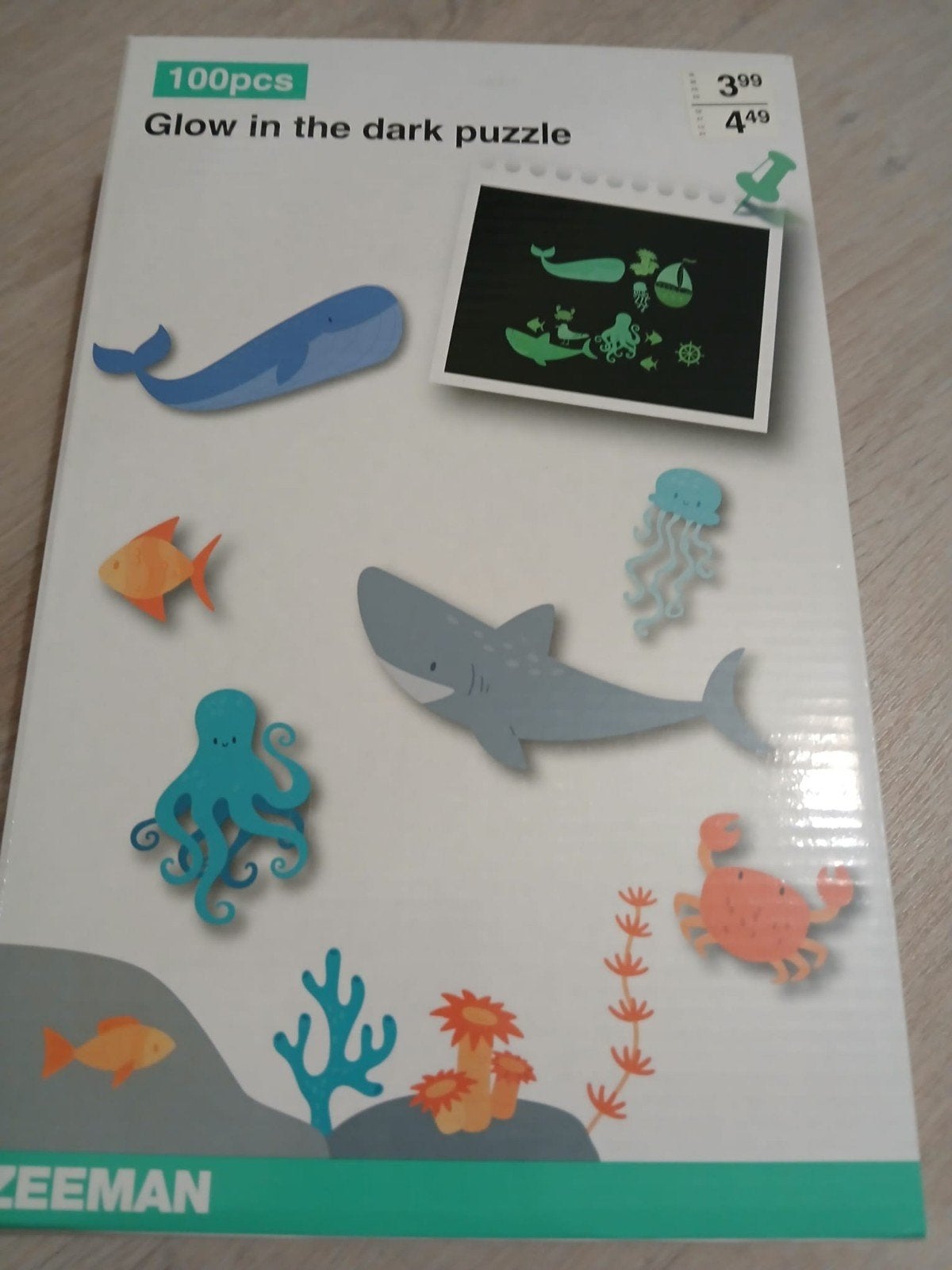 Glow in the dark puzzel 100 stukjes - Zeeman, Ophalen, Meer dan 50 stukjes, Nieuw, 2 tot 4 jaar