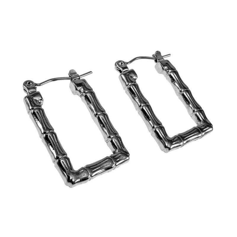25mm x 16mm Oorringen Dames Zilverkleurige RVS Bamboe-Design, Sieraden, Tassen en Uiterlijk, Oorbellen, Overige materialen, Hangers