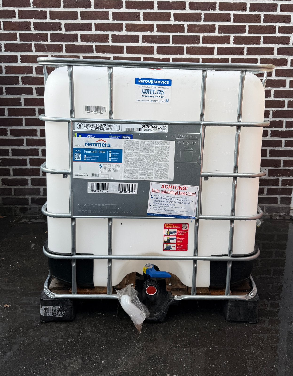 IBC container 1000L, Ophalen