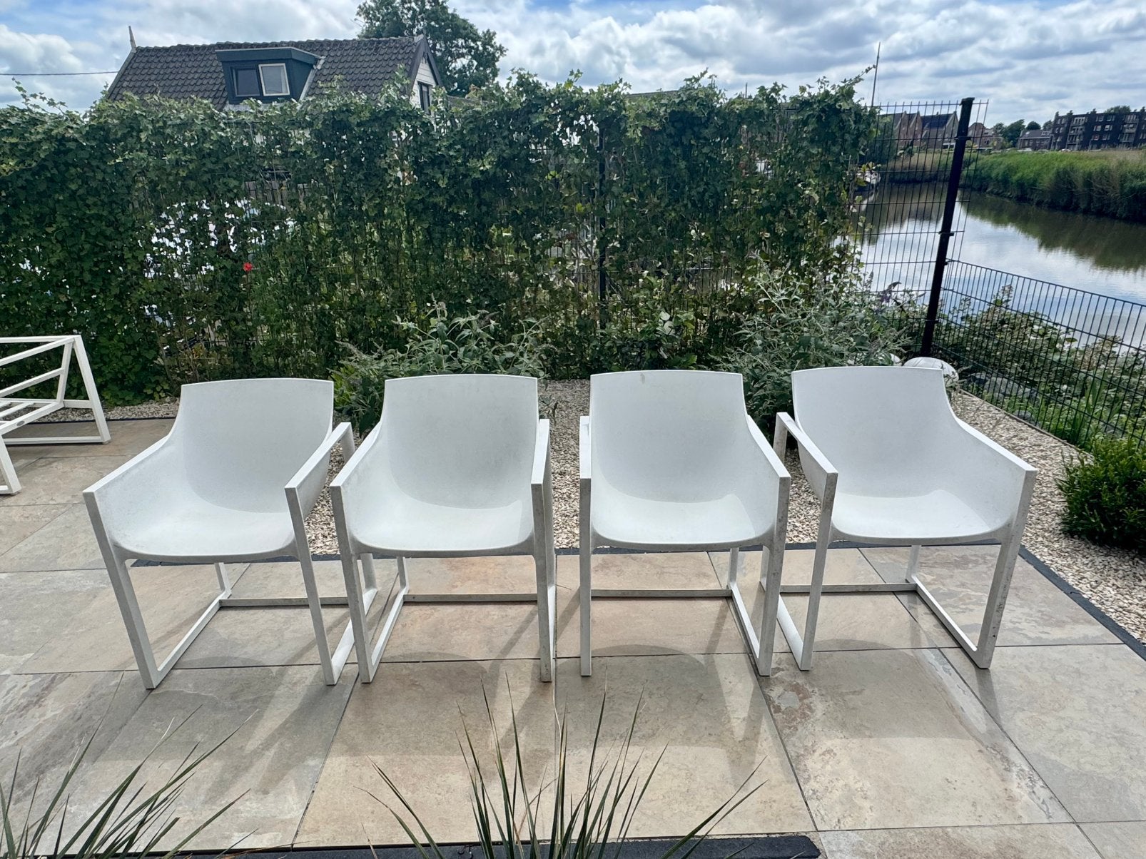 Design tuinstoelen wit 4 stuks, Tuin en Terras, Ophalen of Verzenden, Zo goed als nieuw, Kunststof