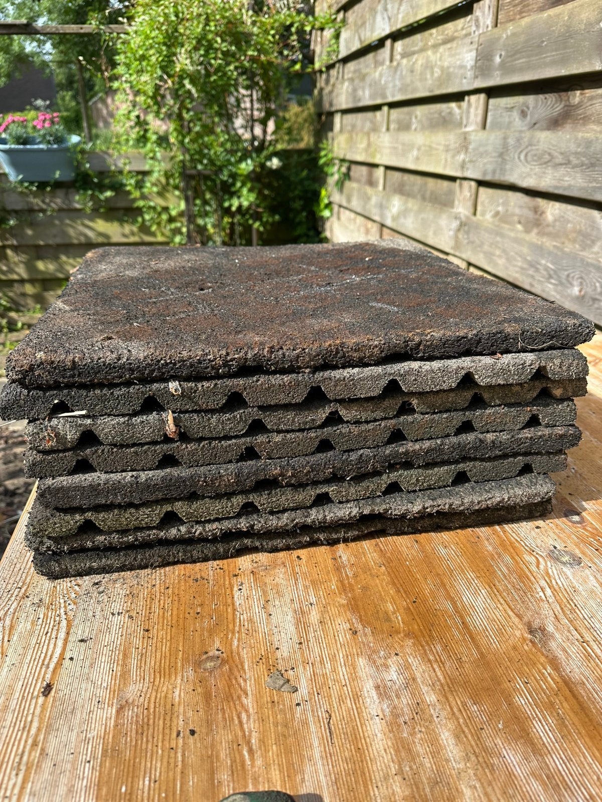 Rubberen tegels 8 stuks, Ophalen of Verzenden, Gebruikt, Overige materialen