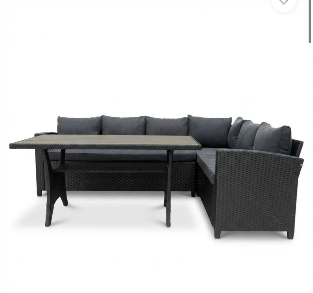 Luxe Wicker Tuinmeubel Set met Eettafel en Hoekbank, Tuin en Terras, Tuinsets en Loungesets, Gebruikt, Loungeset, Wicker, 6 zitplaatsen