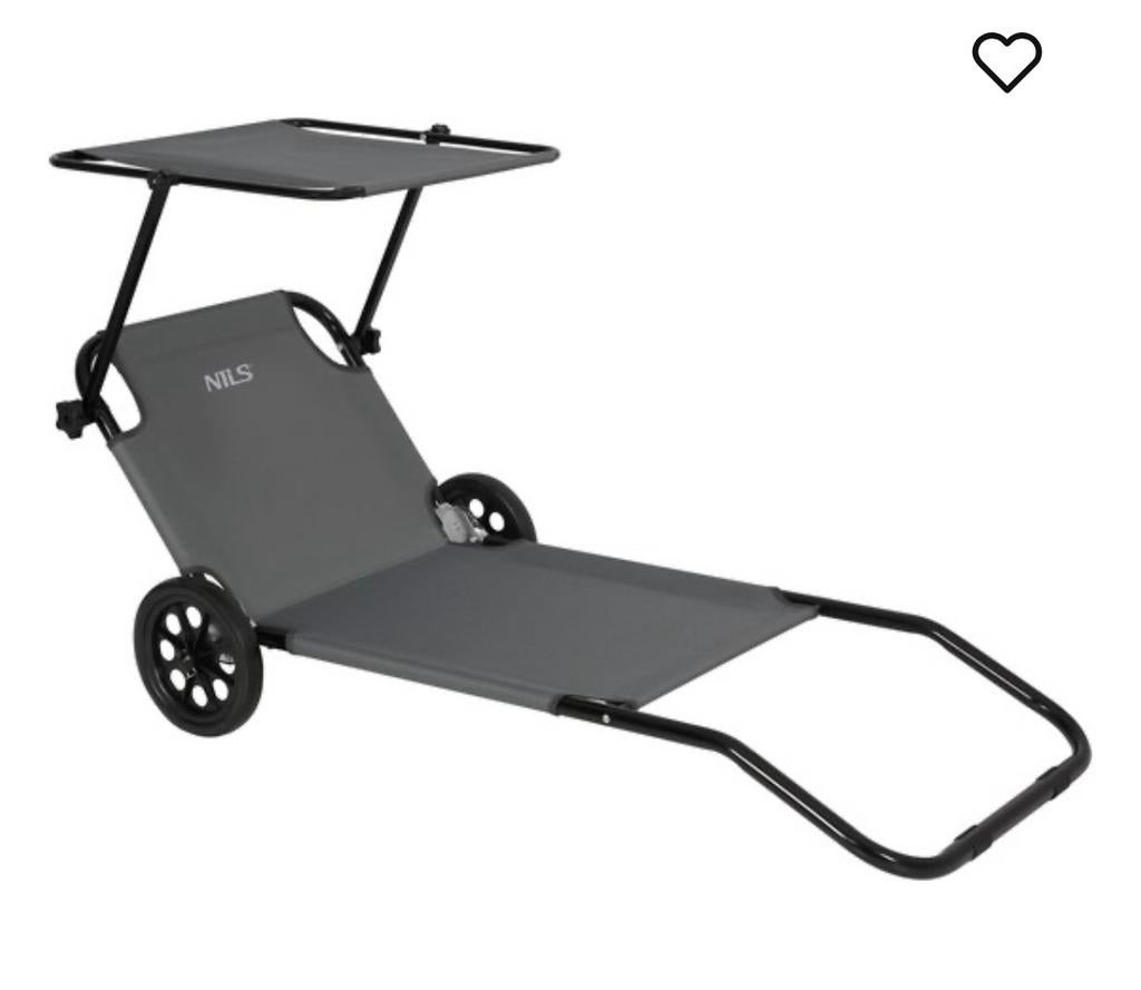 Nieuw strandstoel met wielen en zonnescherm, Tuin en Terras, Ligbedden, Ophalen, Nieuw, Aluminium, Inklapbaar