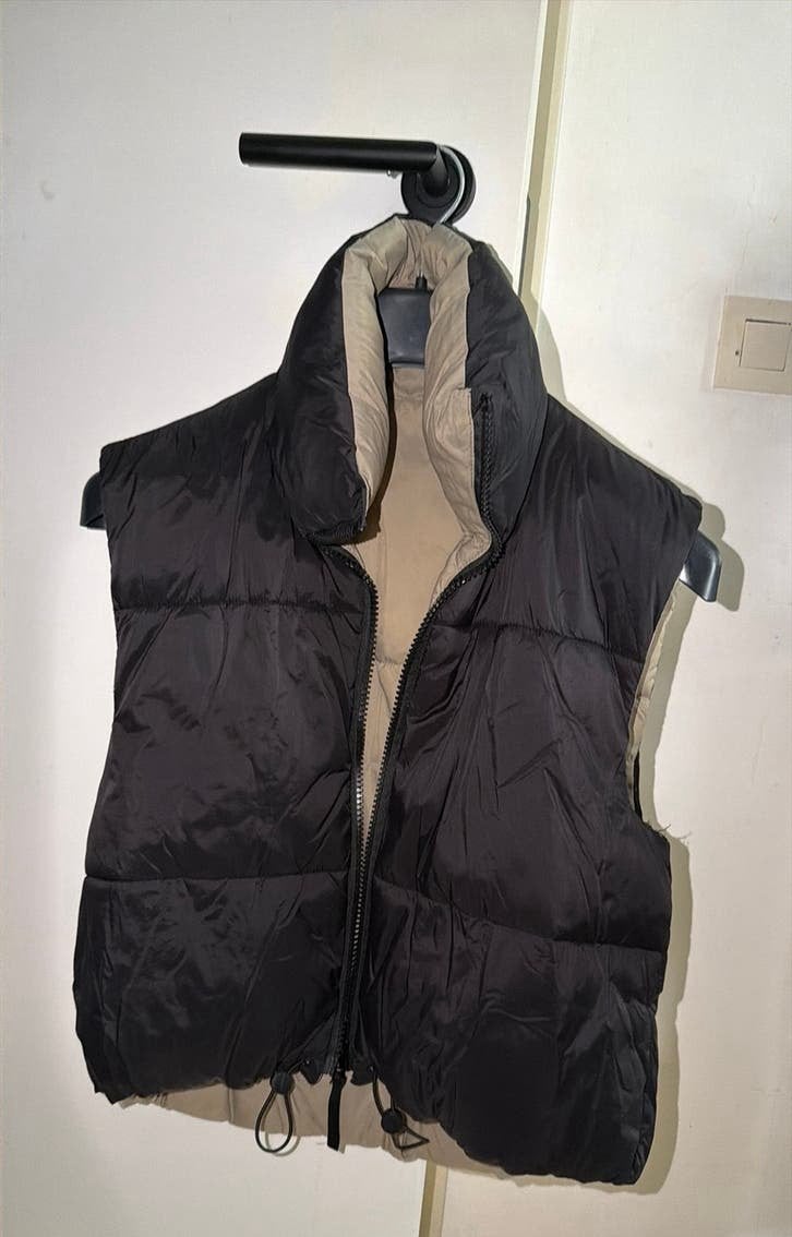 Zara Cropped Reversible Bodywarmer L-XL met Touwtjes, Ophalen of Verzenden, Zo goed als nieuw, Maat 42/44 (L), Zwart